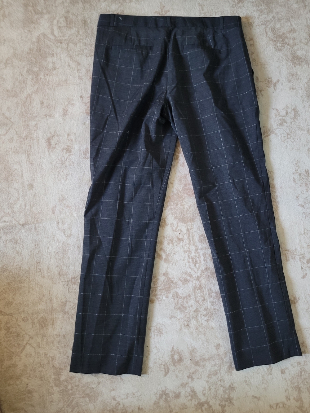 Banana Republic Men's Black Windowpane Dress Pants with White Grid